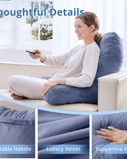 Sasttie 25-inch Reading Pillows for Sitting in Bed Adult, Jumbo Velvet Back Pillow Bed Sitting Up, XL High Back-Rest Support Cushion for Sit Up on Couch & Floor, Oeko-Tex Certified, Greyish Purple