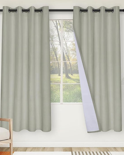 Easy-Going Linen Look Blackout Curtain Grommet Window Curtain Drapes for Bedroom, Living Room Thermal Insulated Room Darkening (2 Panels, 52x84 inch, Stone)