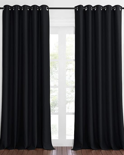 NICETOWN Black Out 110 inch Curtain for Sliding Door, Grommet Thermal Insulated Blackout Curtain Window Treatment Sound Reducing for Bedroom/Living Room, W66 x L110, 1 Panel
