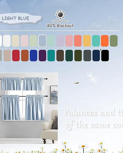 DONREN Extra Long 96 inches Length Curtains for Patio Door - Light Blue Room Darkening Thermal Insulated Curtain Panels (2 Pieces,52 inches Wide)