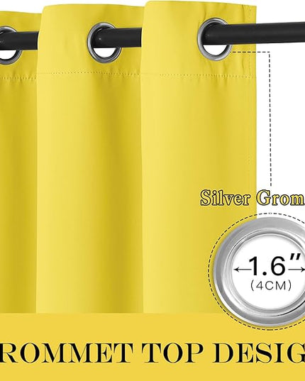 NICETOWN Sliding Glass Door Curtain Extra Long 84 inches Long, Grommet Thermal Insulated Blackout Patio Door Curtain Panel for Bedroom/Pergola, Bright Yellow, 1 Panel, W100 x L84