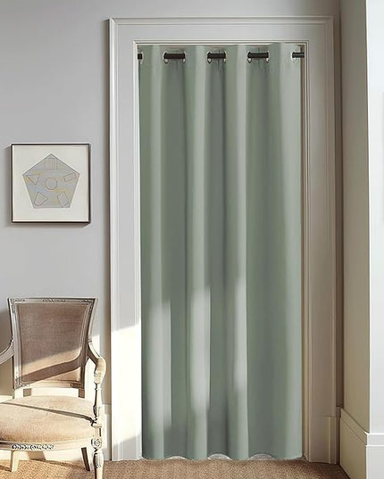 NICETOWN Blackout Sage Green Curtain for Windows 80 inch Long - Thermal Insulated Solid Grommet Room Darkening Drape Sound Reducing for Bedroom/Living Room (1 Panel, W46 x L80)
