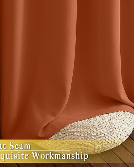 NICETOWN Room Divider Curtain 84 inch Length, Grommet Privacy & Noise Reducing Room Divider Thermal Insulated Window Drape for Sliding Glass Door (1 Panel, Burnt Orange, W80 x L84)