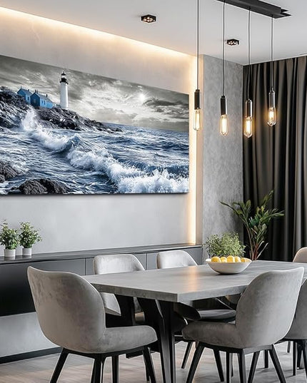 ZUITINGHUA Canvas Wall Art For Living Room Large Wall Decor For Office Bedroom Decorations Wave Landscape Pictures Watch Tower Painting Artwork Room Wall Mural Aesthetic Home Decor 30x60 In