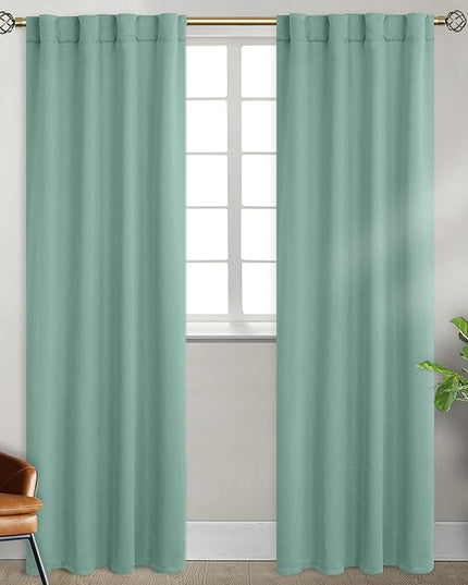 BGment Frosty Green Curtains 84 Inch Length 2 Panels Set for Bedroom - Rod Pocket and Back Tab Blackout Curtains Thermal Insulated Room Darkening Curtains for Living Room, (38 x 84 Inch)