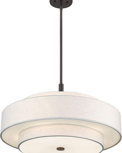 Livex Lighting Fabric Shade 52138-92 Meridian 5 Light English Bronze Pendant