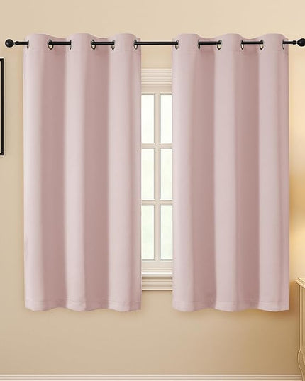 Simplebrand Blush Curtains for Bedroom 63 Inch Length 2 Panels Set, Room Darkening Thermal Insulated Energy Saving Curtains for Nursery, Grommet Solid Soft Window Treatment Drapes, W40 x L63
