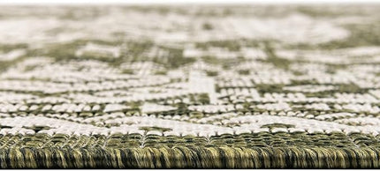 Rugs.com Outdoor Aztec Collection Rug – 8' x 11' Green Flatweave Rug Perfect for Living Rooms, Large Dining Rooms, Open Floorplans