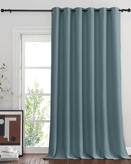 NICETOWN Blackout Curtains & Drapes - Privacy Thermal Efficiency Backdrop Curtains for Bedroom Room Divider Living Room Patio Sliding Glass Door, Wide 80 x Long 144 inch, Greyish Blue, 1 Panel
