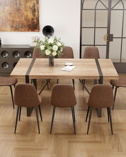 9 Piece Dining Table Set,Modern 71'' Rectangle Wood Kitchen Table and Fabric Dining Chairs Set of 8,Dining Table Set for 8,Ideal for Kitchen Dining Room