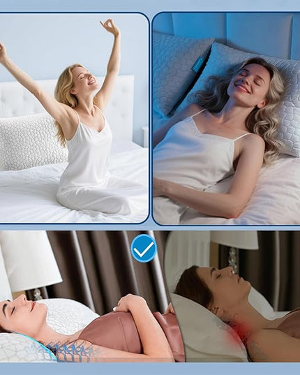 Cooling Bed Pillows Queen Size Set of 2, Shredded Memory Foam Pillows for Sleeping, Adjustable Firm Pillow for Side Back Stomach Sleepers, Gel Cool Pillow for Hot Sleepers Neck Support