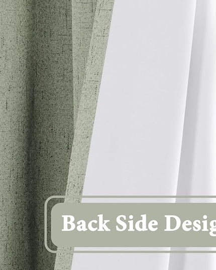 H.VERSAILTEX 100% Blackout Curtain for Bedroom 96 Inches Long Grommet Linen Face Full Light Blocking Curtain Drape for Living Room Thermal Insulated Linen Look Curtain 1 Panel, 52" W x 96" L, Sage