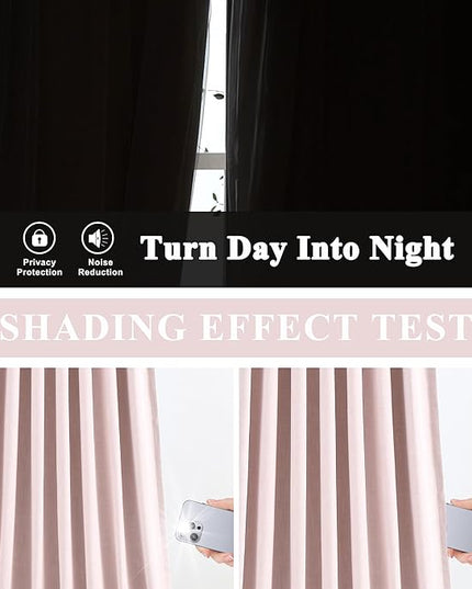 Vision Home Soft Pink Pinch Pleated Full Blackout Curtains Linen Blended Room Darkening Curtain Panels 84 inch for Living Room Bedroom Thermal Insulated Pinch Pleat Drapes with Hooks 40" Wx84 Lx2
