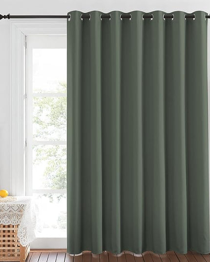 NICETOWN Blackout Sliding Door Curtains 84 inch Length - Grommet Thermal Curtain Room Darkening Sound Reducing Drape for Bedroom/Living Room (Dark Mallard, 1 Panel, W100 x L84)