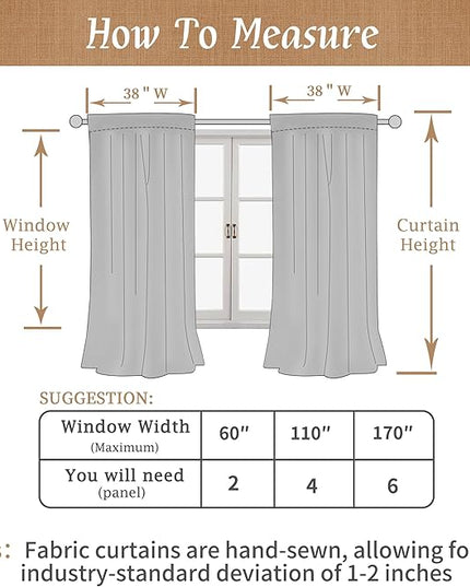 LAMIT 100% Blackout Linen Curtains, 84 Inch Linen Textured Living Room Farmhouse Curtains Room Darkening Back Tab and Rod Pocket Burlap Neutral Panels with White Liner, 2 Panels, 38 x 84 Inch