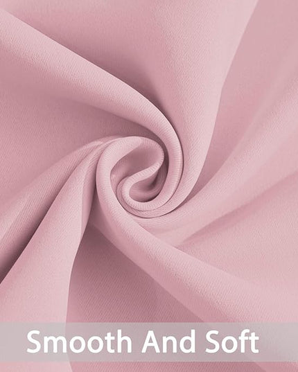 Yakamok Light Blocking Window Blackout Curtains Thermal Insulated Room Darkening Drapes for Bedroom,Solid Grommet Top Window Panels, 52x84 Inch, Pink, One Pair