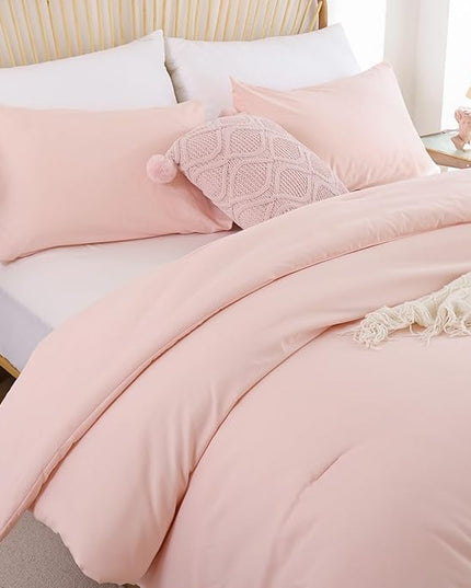ROSGONIA Oversized Queen Comforter Blush, 3pcs (1 Comforter & 2 Pillowcases) Lightweight Oversized Queen Comforter Sets Bedding Blanket Quilts