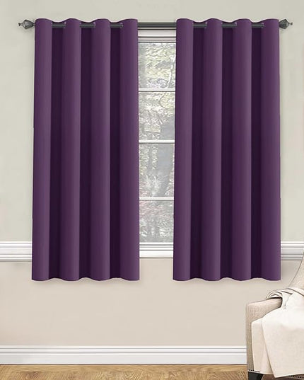 H.VERSAILTEX Window Treatment Blackout Thermal Insulated Room Darkening Solid Grommet Curtains/Drapes for Bedroom (Set of 2 Panels,52 by 63 Inch Long,Plum Purple)