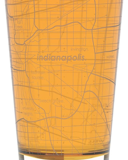 Well Told Engraved Indianapolis Indiana Map Pint Glass, Etched Beer Gift (16 oz, Clear) City Map Pint, Custom City Glassware, Gifts For Beer Lovers