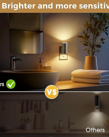 L LOHAS LED Night Light, Automatic Night Lights Plug into Wall, 2 Pack Nightlights With Light Sensor, 3000K Soft White 0-100LM Dimmable Modern Nightlight for Kids Bedroom Hallway