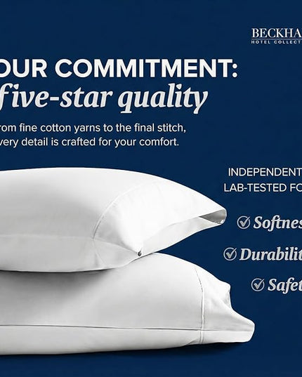 Beckham Hotel Collection Bed Pillows with Cotton Pillowcases King Size Sets of 2, Soft Down Alternative Pillows for Sleeping, Open End Cases for Easy Changing, White