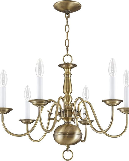 Livex Lighting 5006-01 Williamsburgh 6 Light Antique Brass Chandelier