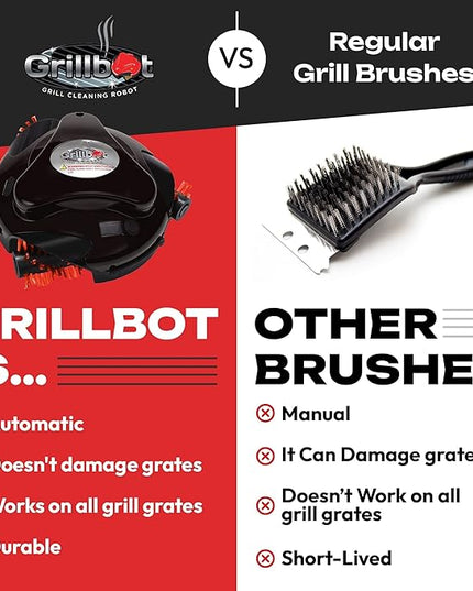 Grillbot Automatic Grill Cleaning Robot with Nylon Brushes, BBQ Grill Cleaner, Grill Brush, Grill Scraper, BBQ Accessories (Black Grillbot)