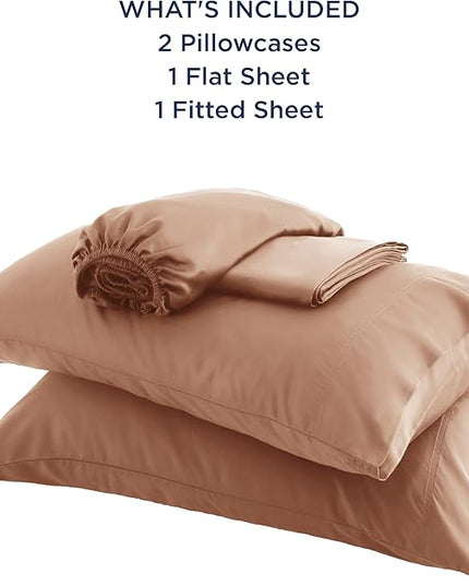 Bedsure Full Size Bed Sheets, Cooling Sheets, Rayon Derived from Bamboo, Breathable & Soft, Deep Pocket Up to 16 Inches, Hotel Luxury Silky Bedding for Hot Sleepers, Khaki