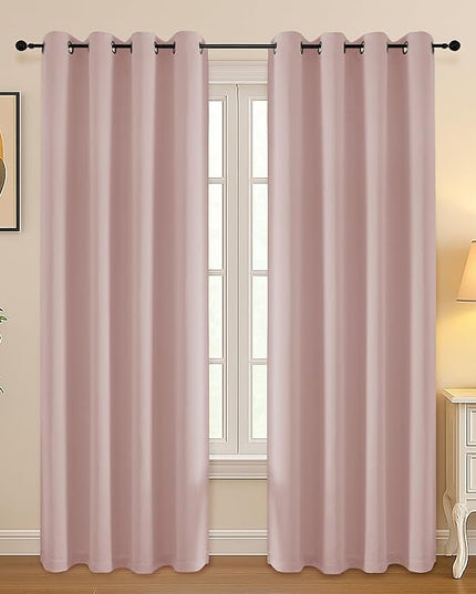 Simplebrand Blush Curtains for Bedroom Living Room 72 Inches Long 2 Panels Set, Room Darkening Thermal Insulated Curtains & Drapes, Solid Grommet Noise Reducing Window Treatment, W50 x L72 Inch