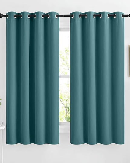 NICETOWN Blackout Curtains 63 inches Long, Grommet Window Treatment Energy Saving Thermal Drapes Room Darkening for Living Room/Bedroom, 2 Panels, W46 x L63, Sea Teal