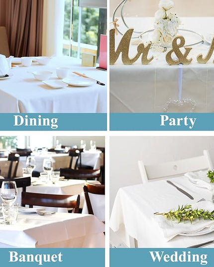 VidaFete 1 Pack Square Tablecloth 52 x 52 Inch Tablecloths Stain Wrinkle Resistant Polyester Dining Table Cover for Kitchen Dinning Party Wedding Rectangular Tabletop Buffet Decoration(White)