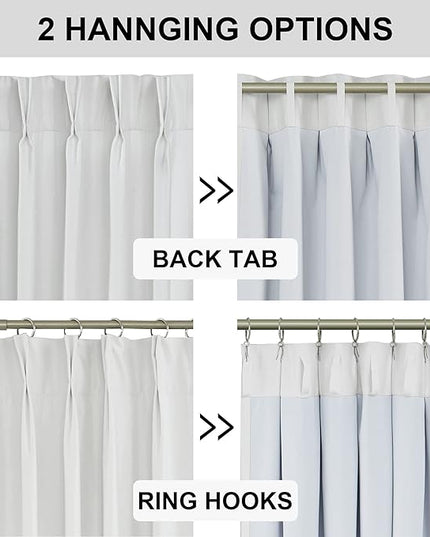 Vision Home White Pinch Pleated Full Blackout Curtains Thermal Insulated Window Curtains 84 inch for Living Room Bedroom Room Darkening Pinch Pleat Drapes with Hooks Back Tab 2 Panel 40" Wx84 L