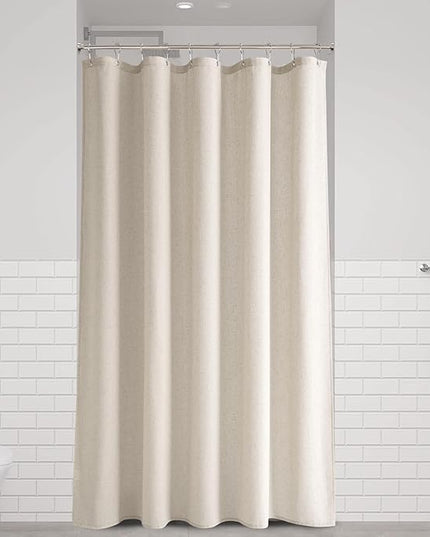 Naturoom Light Tan Linen Shower Curtain, Cloth Textured Fabric Shower Curtain Set with Hooks, Simple Elegant Modern Farmhouse Country Ultra Thick Bath Curtains for Bathroom,Water Repellent,54x78