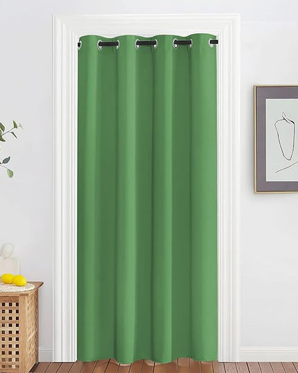 NICETOWN Blackout Doorway Curtain Drape 78 inch Long - Grommet Noise Reducing Thermal Insulated Solid Modern Window Treatments for Bedroom Closet (1 Panel, 52 x 78 Inch, Froest Green)