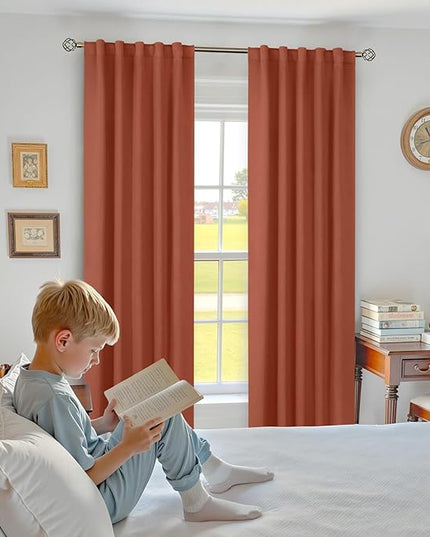 BGment Blackout Curtains 84 Inch Length 2 Panels Set for Bedroom - Thermal Insulated Soundproof Room Darkening Privacy Rod Pocket and Back Tab Fall Curtains for Living Room, 42 x 84 Inch, Terracotta