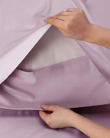 Bedsure California King Sheet Sets, Cooling Sheets, Rayon Derived from Bamboo, Breathable & Soft, Deep Pocket Up to 16 Inches, Hotel Luxury Silky Bedding for Hot Sleepers, Lavender