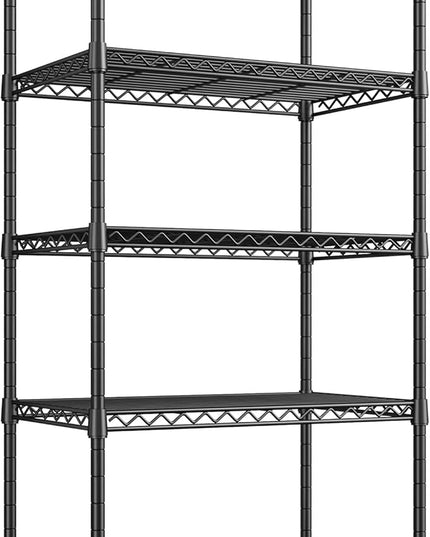 REIBII Metal Shelving 5 Tier Wire Sturdy Storage Shelves Adjustable Steel Organizer Wire Rack for Kitchen Laundry Room Commercial School Storage Room Black 63“Hx 21.65“L x 11.8”D