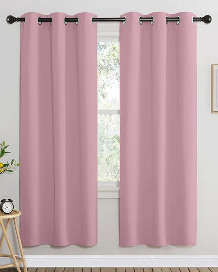 NICETOWN Crystal Pink Blackout Curtains for Living Room, Window Treatment Thermal Insulated Room Darkening Grommet Drapes Sound Dampening for Bedroom, 2 Panels, W37 x L72