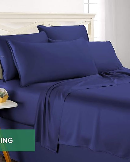 Pure Bamboo California King Sheets, Genuine 100% Organic Viscose Derived from Bamboo Bed Sheet Set, Soft & Cooling, Double Stitching, 2 Year Quality Promise (California King, Cobalt Blue)