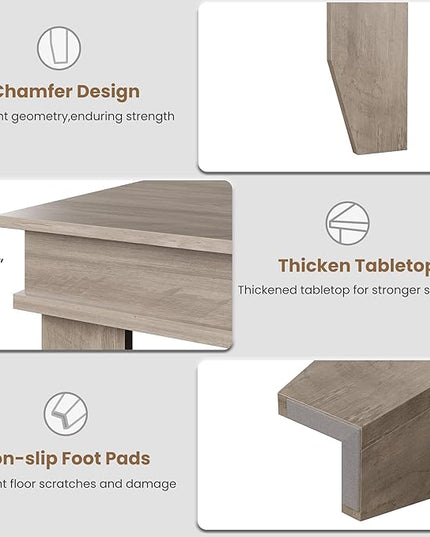 GarveeHome Farmhouse Dining Table for 6-8 People, 71 in Long Kitchen Tables with Wooden Sturdy Frame, 6 ft Large Rectangular Dinner Table for Dining Room, Kitchen, Grey, 71" Non-extendable