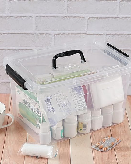 Kiddream 10.5 Quart Clear Storage Boxes, Plastic Bins with Lids and Handles Set of 4