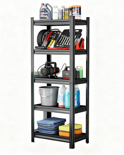 Storage Shelves, Garage Metal Shelving Unit, Adjustable, Double-Layer Column with Reinforced Ribs, Heavy-Duty, Capable of Bearing 3000 lbs, Suitable for Garage, Warehouse, Kitchen Storage