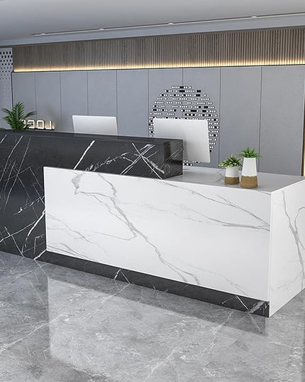 Reception Counter Desk With Lockable Drawers, Modern Retail Front Desk, Wooden Computer Table for Checkout Office, Beauty Salon, Lobby, Home Office