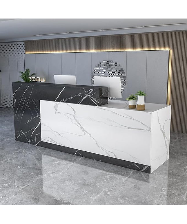 Reception Counter Desk With Lockable Drawers, Modern Retail Front Desk, Wooden Computer Table for Checkout Office, Beauty Salon, Lobby, Home Office