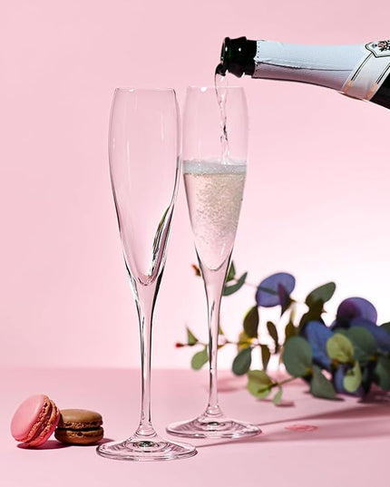 Krosno Champagne Glasses, Set of 4, 5.7 fl oz, Lead-Free Glass, Champagne Flutes for Prosecco, Sparkling Wine, Champagne and Mimosas, Dishwasher Safe, Made in Europe