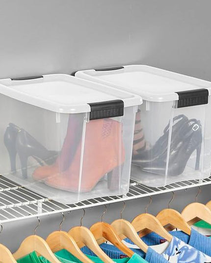Sterilite 24-Pack Ultra Latching Box, Storage Bins with Lids, Clear Plastic, 30 Quart - Heavy-Duty Organizing Containers for Closet, Bathroom, and Office