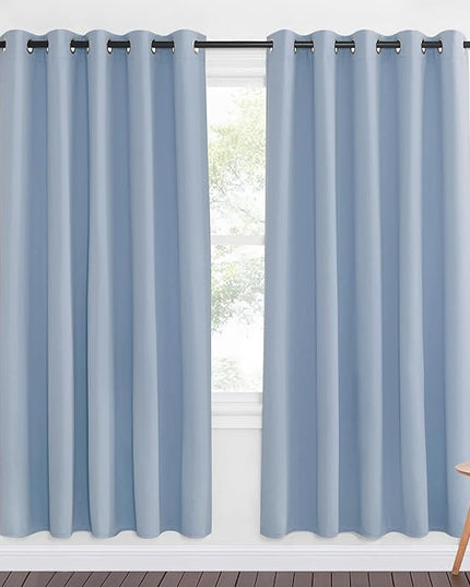 NICETOWN Vintage Blue Blackout Curtains for Bedroom 72 Inches Long, Thermal Insulated Room Darkening Grommet Window Curtains for Living Room Nursery, 66 inch x 72 inche, 1 Panel