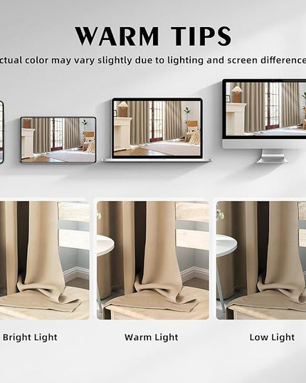 Room Darkening Curtains 54 Inch Length for Bedroom Living Room, Insulated Thermal Grommet Curtain Drapes, Blackout(60-90%,Not 100%) Window Treatment Decor, 2 Panels, 52x54, Taupe