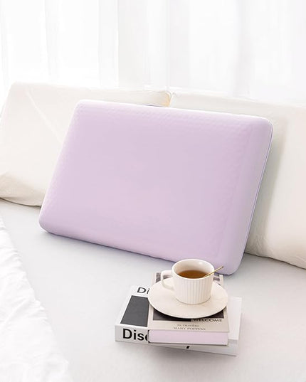 EGOHOME Cooling Gel Memory Foam Pillow - Reversible Cooling Cover, Neck Support for Side, Back and Stomach Sleepers, Removable & Machine Washable, All-Season Comfort, Standard Size, Purple