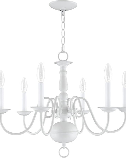 Livex Lighting 5006-03 Williamsburgh 6-Light Chandelier, White